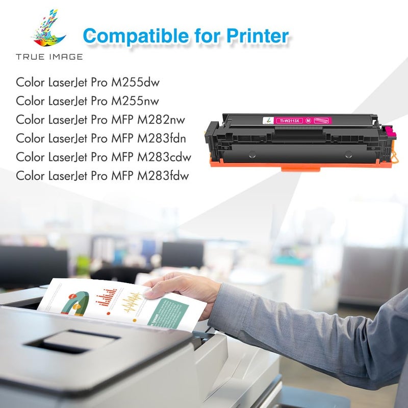 TRUE IMAGE Compatible Toner Cartridges Replacement for HP 206X 206A High Yield for HP Color Pro MFP M283fdw M283cdw M255dw M283 M255 Printer W2110A W2110X (No Chip -Black Cyan Yellow Magenta, 4-Pack) - Image 2